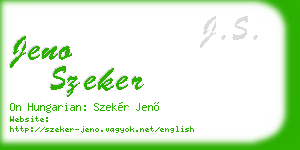 jeno szeker business card